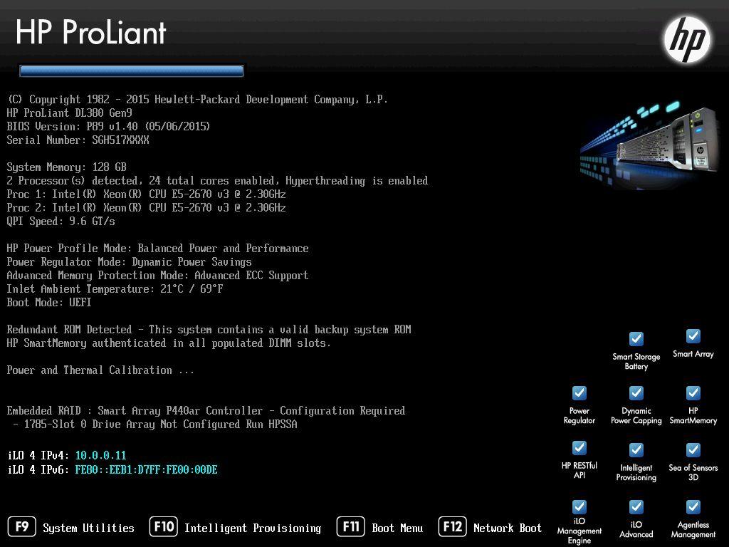 HPE Proliant Post Boot Ansicht