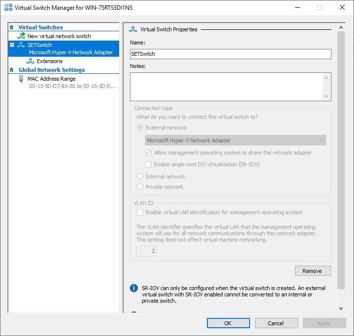 SET Switch Hyper-V Verwaltung