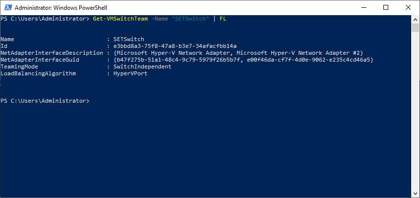 Powershell VMSwitch Team anzeigen