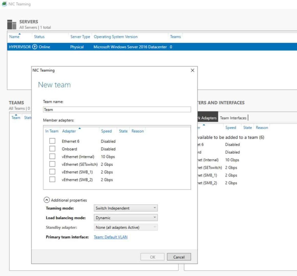 Windows Server LBFO Teaming erstellen