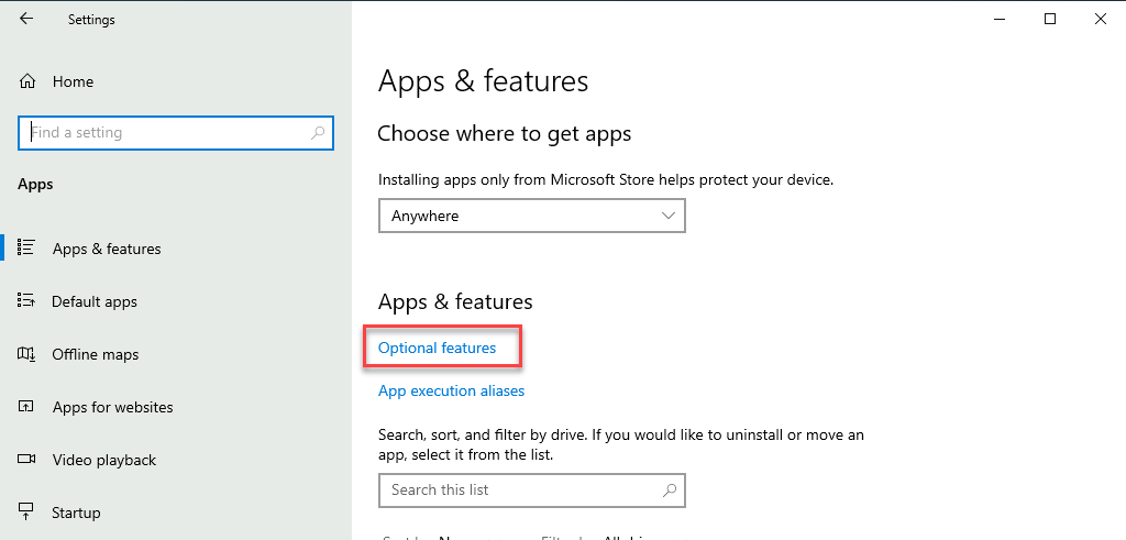 Optionale Features zu Windows 10 hinzufügen